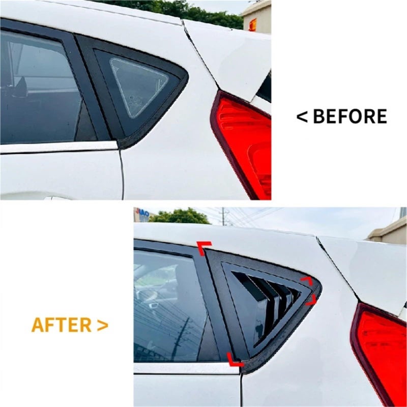 Glossy Black Triangle Louver Rear Window Vent For Ford Fiesta MK7 2008 2017 - Image 4