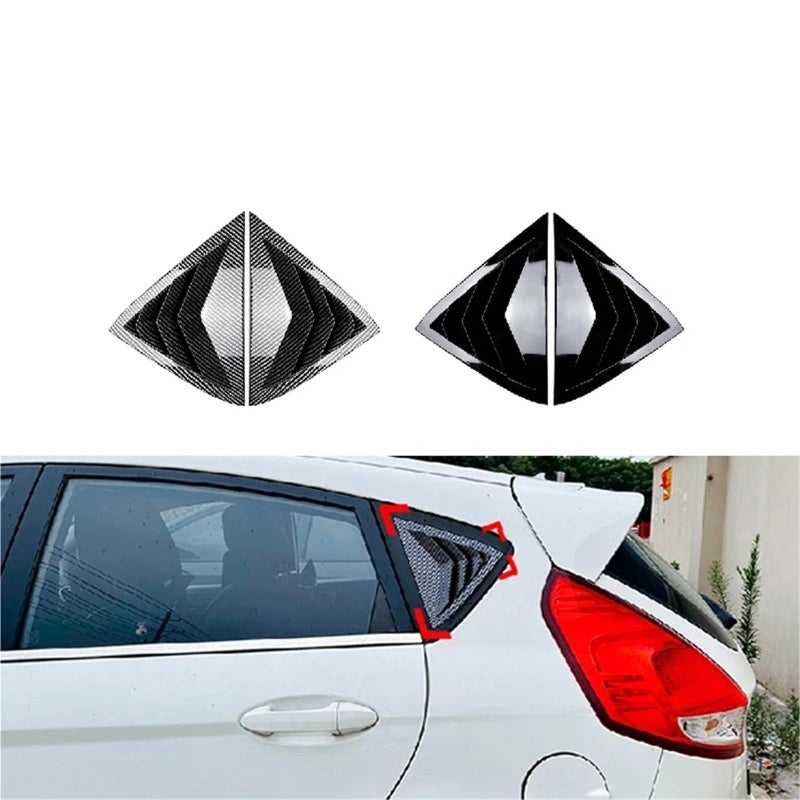 Glossy Black Triangle Louver Rear Window Vent For Ford Fiesta MK7 2008 2017 - Image 3