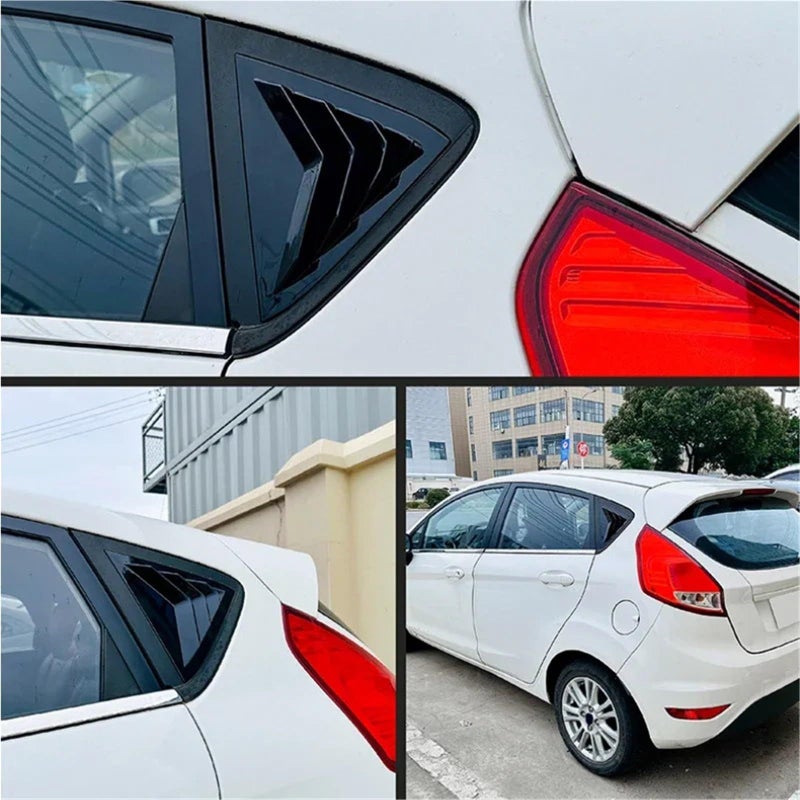 Glossy Black Triangle Louver Rear Window Vent For Ford Fiesta MK7 2008 2017 - Image 5