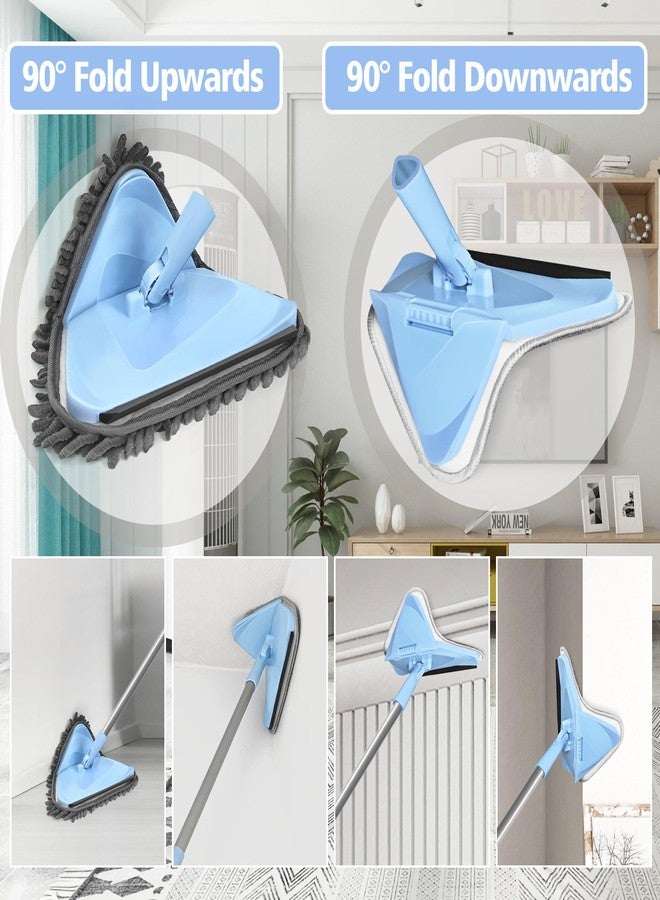 NEWE Wall Mop Cleaner with 80 Inches Long Handle, 180° Folding Ceiling Cleaning Tool with Squeegee, Triangle Baseboard Scrubber with 4 Chenille Duster and 2 Microfiber Pads for Washing Painted Walls - Image 4