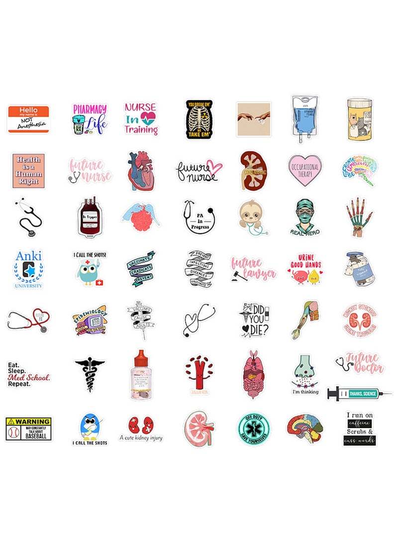 قوس قزح أورينبو 50 قطعة من ملصقات معدات العلوم الطبية، ملصقات فينيل مقاومة للماء لسماعة الطبيب والممرضة، ملصقات تشريح أعضاء جسم الإنسان، ملصقات لزجاجات المياه، والكمبيوتر المحمول، والأمتعة، والكوب، والكمبيوتر، والهاتف المحمول، ولوح التزلج - Image 2