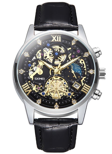 Watches for Men Quartz Water Resistant Leather Watch 7039