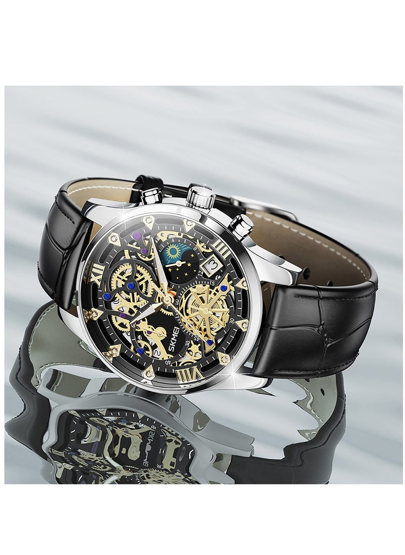 Watches for Men Quartz Water Resistant Leather Watch 7039