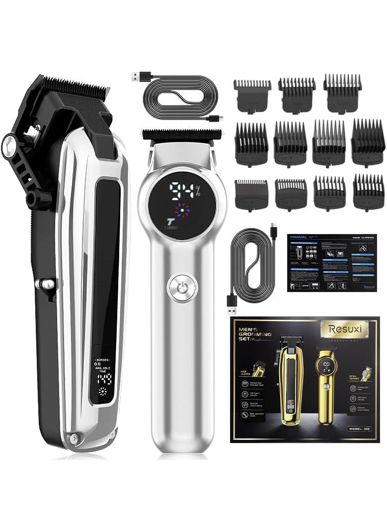 Roziapro - Roziapro Mens Clippers and Grooming Set  Professional Clippers and Trimmers Set Hair Clipper and Trimmer for Men Cordless Clippers for Hair CuttingSilver - Image 1