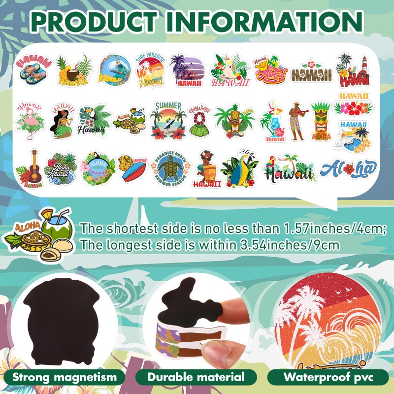 Konohan 30 Pcs Hawaii Souvenirs Gifts Hawaii Magnet for Refrigerator City Magnetic Refrigerator Stickers for Home Decoration - Image 2