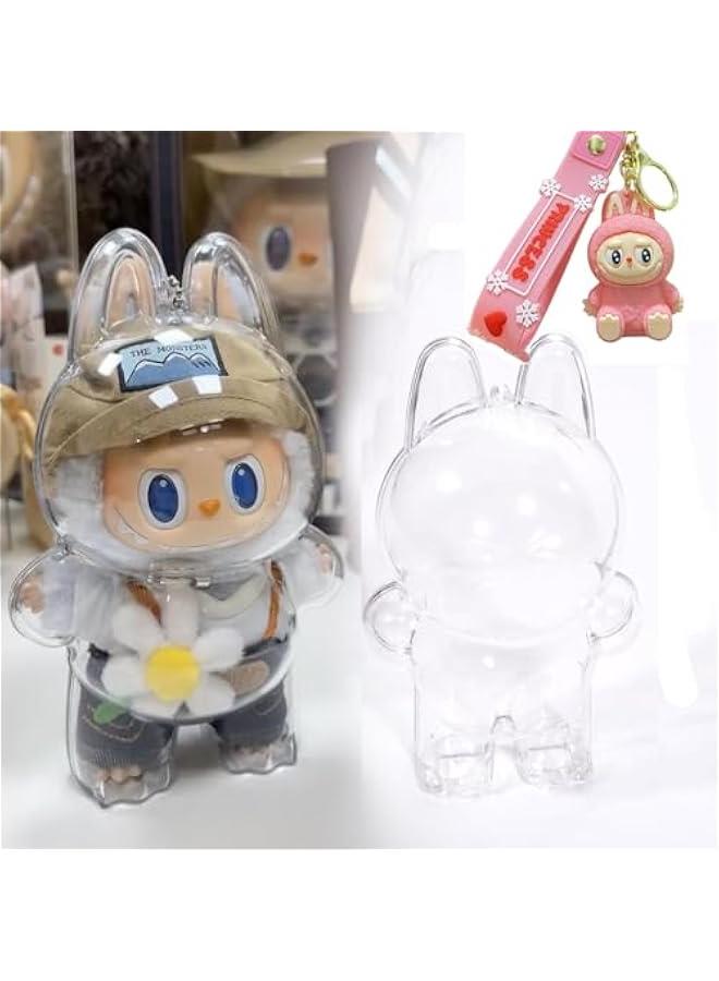 Arabest Labubu Case Protective Case for Labubu Plush Doll Keychain Acrylic Display Case Clear Cover for Figure Plastic PVC Storage Box (Standing)  - Image 1