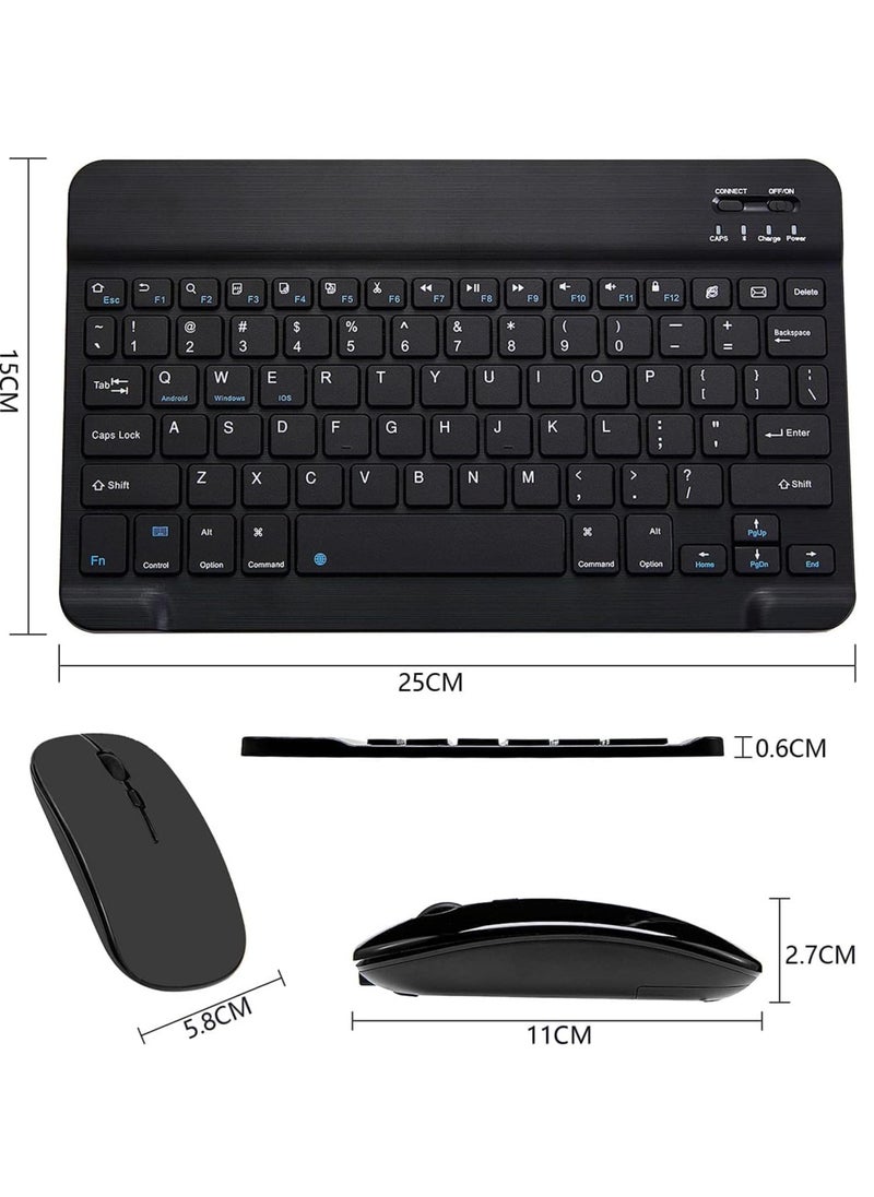 ELTRAZONE - UltraSlim Bluetooth Keyboard and Mouse Combo Rechargeable Portable Wireless Keyboard Mouse Set for Apple iPad iPhone iOS 13 and Above Samsung Tablet Phone Smartphone Android Window. (BLACK) - Image 1