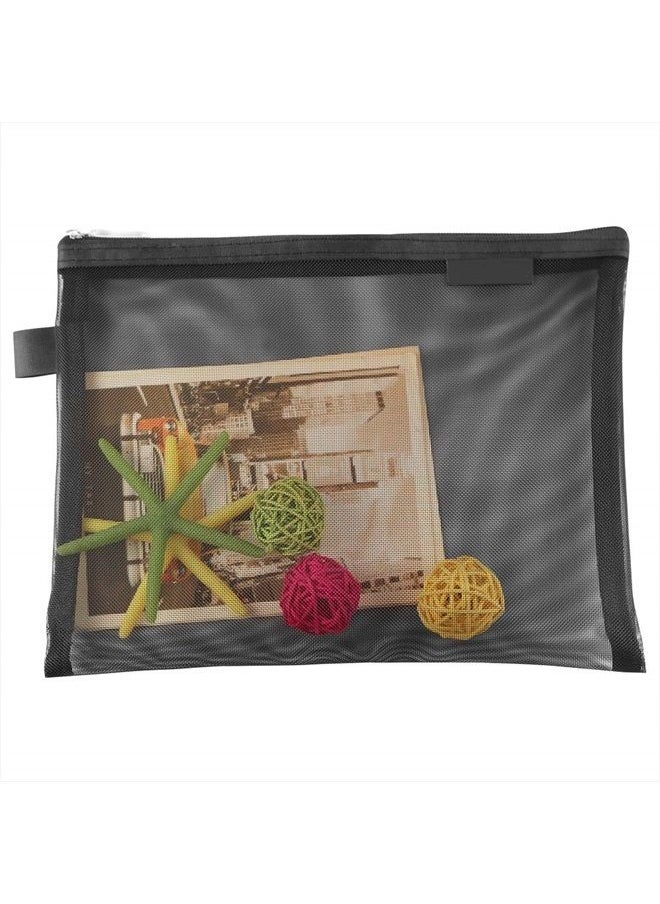 Topfinder Clear Cosmetic Bags Zip Makeup Mesh Bags Pencil Case Pouch Travel Toiletry Kit Set Storage Case ((6A+5A)*3 Black)  - Image 4