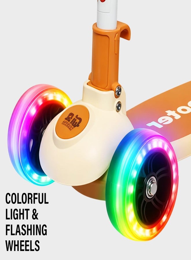 NHR Kick Scooter for Kids, Foldable Scooter with 4 Adjustable Height Levels & Colorful Light Wheels, Lightweight Scooty for Boys & Girls (3+ Years, Cream) - Image 3