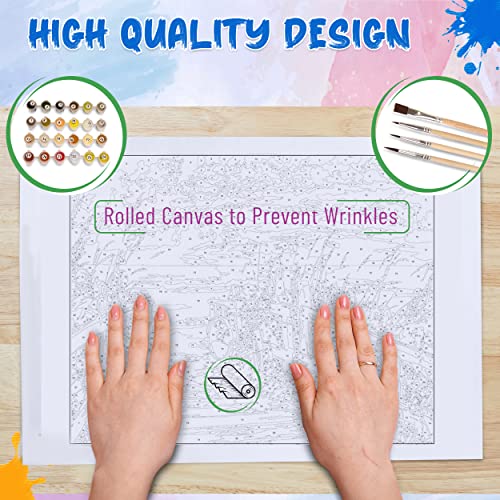 Ledgebay DIY Paint by Numbers Kit for Adults Unframed Canvas: Beginner to Advanced Paint by Numbers Kit Kits Include Acrylic Paint Set 4 Brushes & Tabletop Easel (Morning Ride 16" x 20" Unframed) - Image 5