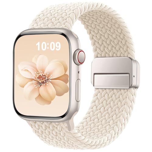 SuperNaNa Braided Stretchy Band Compatible with Apple Watch Bands 38mm 40mm 41mm 42mm 46mm 44mm 45mm 49mm for Women Men Nylon Sport Strap Solo Loop for iWatch bands Series SE 11 10 9 8 7 6 5 4 3 Ultra 3 2 1 - Image 1