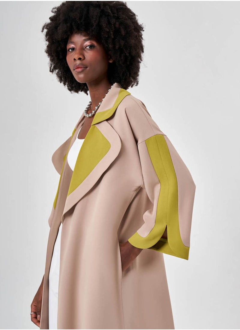 Color Block Lapel Kimono