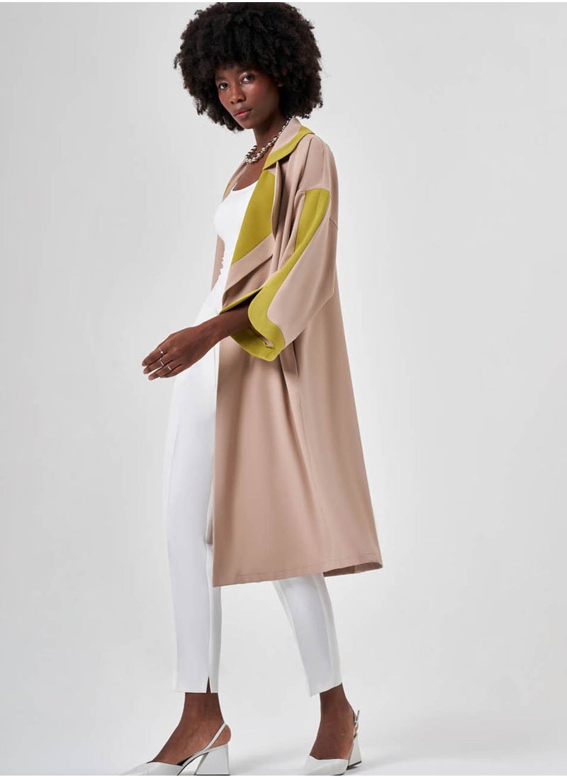Color Block Lapel Kimono
