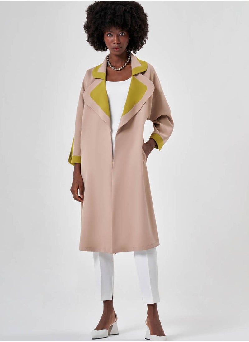 Color Block Lapel Kimono