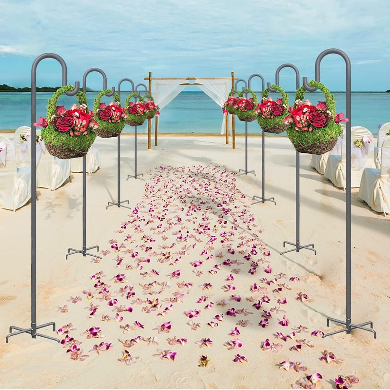 Highpro خطاطيف الرعاة للخارج 47 بوصة عمود مغذي الطيور مقاوم للسناجب حامل مغذي الطيور الطائر ثقيل الوزن مع قاعدة 5 شوكات لتعليق مغذي الطيور، سلال النباتات، فوانيس ضوء الشمس - Image 1