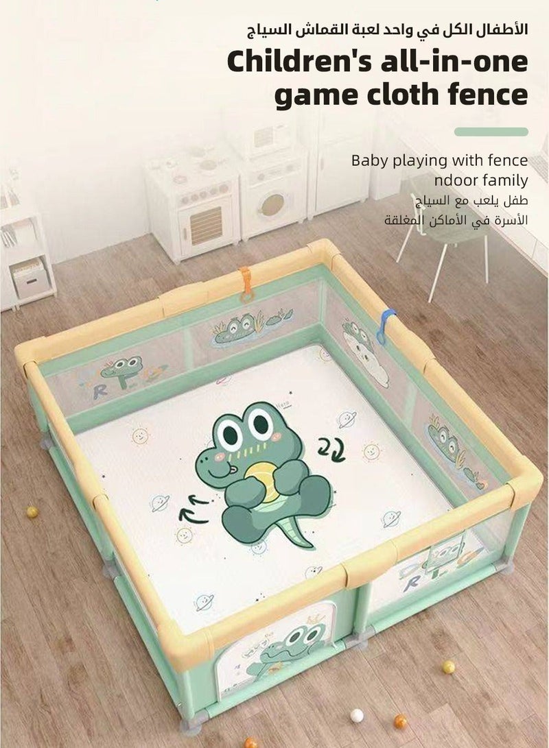 ميكسد سياج ملعب كبير ، طفل رضيع متنقل للأطفال ووكر ، آمنة للأطفال مركز النشاط ، وعرة منطقة اللعب ، مع 2 سحب الخواتم ، 60 الكرات البحرية وحقيبة التخزين ، 180x200cm - Image 2