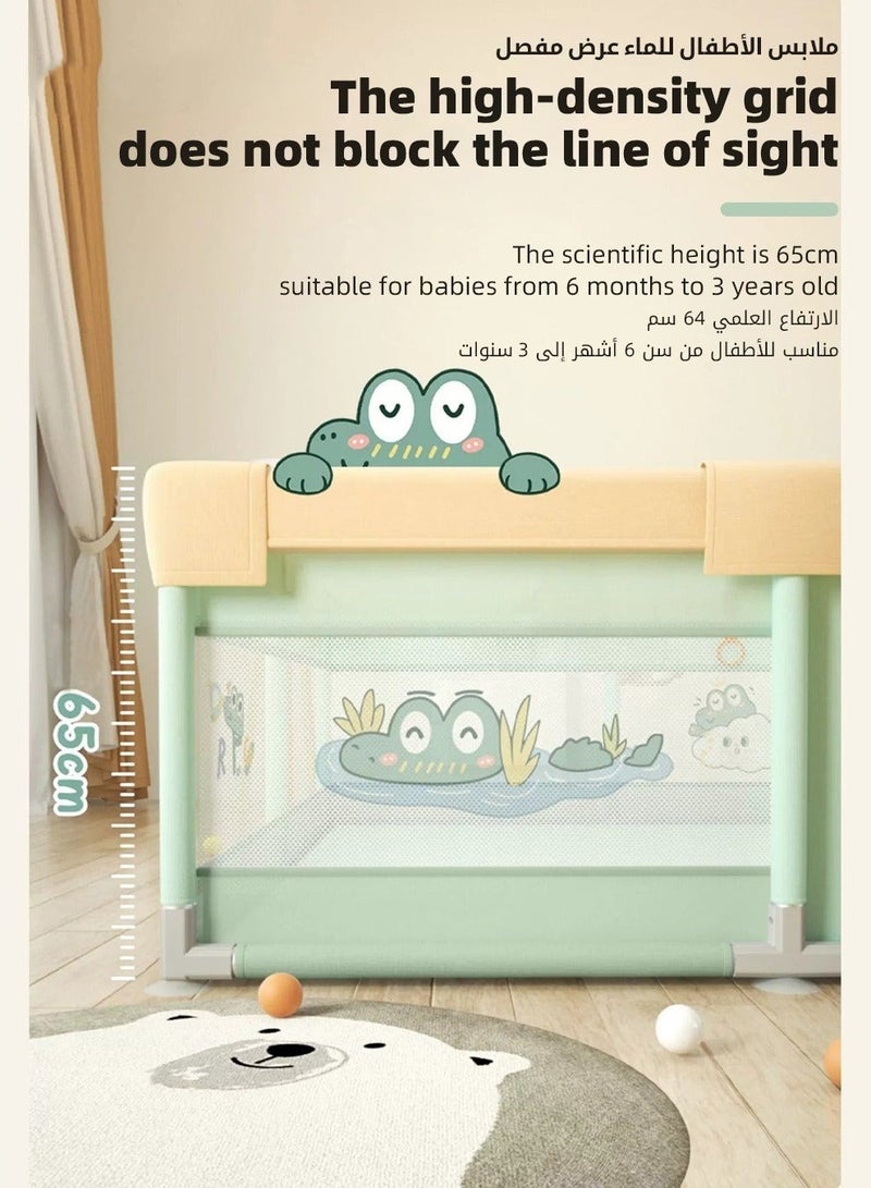 ميكسد سياج ملعب كبير ، طفل رضيع متنقل للأطفال ووكر ، آمنة للأطفال مركز النشاط ، وعرة منطقة اللعب ، مع 2 سحب الخواتم ، 60 الكرات البحرية وحقيبة التخزين ، 180x200cm - Image 3