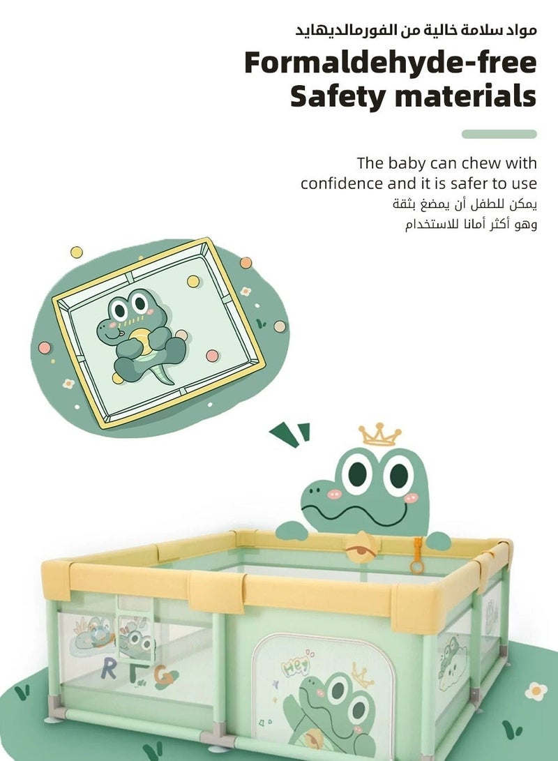 ميكسد سياج ملعب كبير ، طفل رضيع متنقل للأطفال ووكر ، آمنة للأطفال مركز النشاط ، وعرة منطقة اللعب ، مع 2 سحب الخواتم ، 60 الكرات البحرية وحقيبة التخزين ، 180x200cm - Image 4