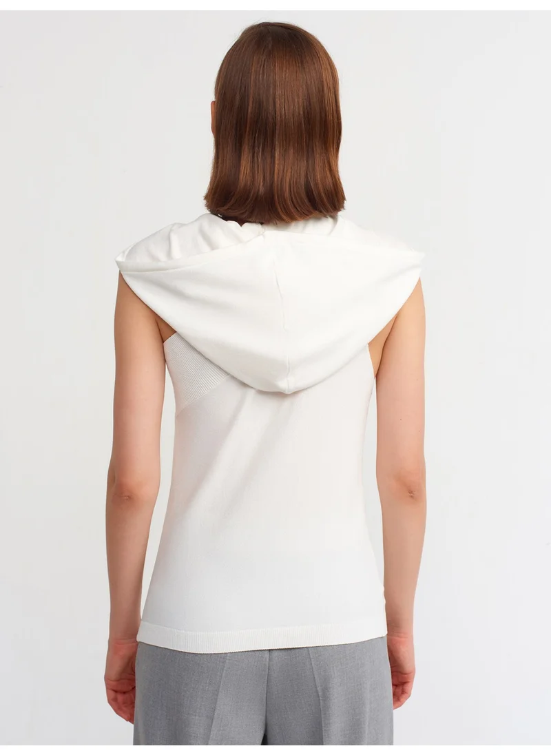 ديلفين 10336 One Shoulder Hooded Blouse-Ecru