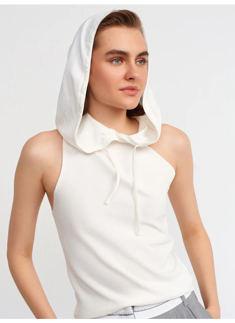 ديلفين 10336 One Shoulder Hooded Blouse-Ecru