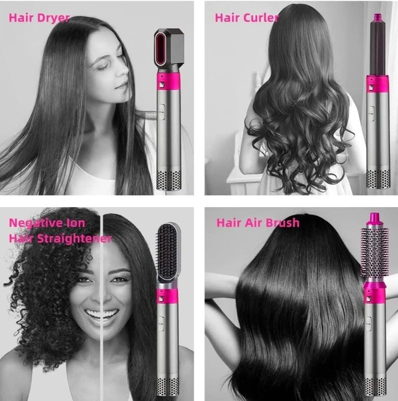Drumstone Drumstone 15 Years Warranty 5 In 1 Hair Dryer Air Brush Styler And Volumizer Hair Straightener Curler Comb 5In1 Hot Air Brush Transformation Ck13 1000 Watts Multicolour - Image 5