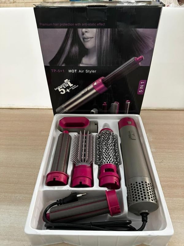 Drumstone Drumstone 15 Years Warranty 5 In 1 Hair Dryer Air Brush Styler And Volumizer Hair Straightener Curler Comb 5In1 Hot Air Brush Transformation Ck13 1000 Watts Multicolour - Image 3