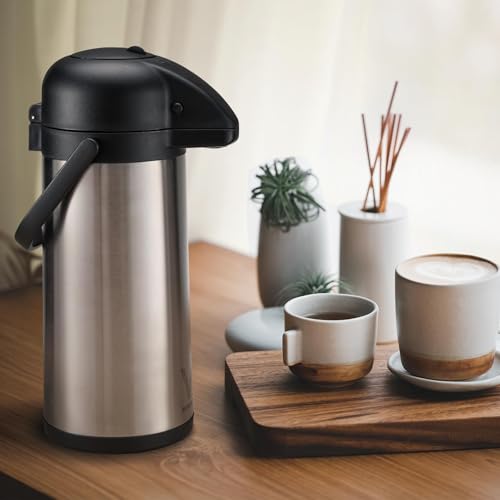 Vondior 85 oz (2.5L) Airpot Coffee Carafe with Pump, Insulated Stainless Steel Coffee Dispenser, Coffee Carafes for Keeping Hot/Cold, Hot Beverage Dispenser for Party - Image 2