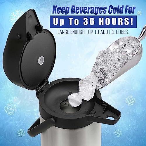 Vondior 85 oz (2.5L) Airpot Coffee Carafe with Pump, Insulated Stainless Steel Coffee Dispenser, Coffee Carafes for Keeping Hot/Cold, Hot Beverage Dispenser for Party - Image 4