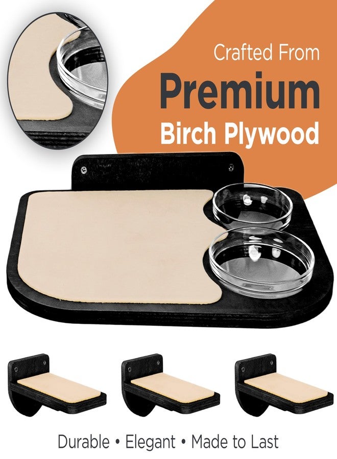 INICIO Cat Wall Shelves - Dog Proof Feeding Station with Wall Mounted Shelves, Durable 3 Step Birch Floating Shelf for Cats Up to 15lbs, Includes Attached Cat Food Bowl for Convenient Feeding - Black - Image 3