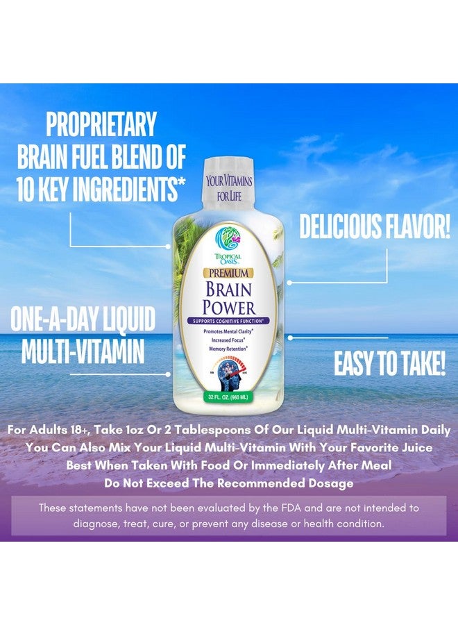 Tropical Oasis - Brain Power | Liquid Nootropic Supplement - Promotes Mental Clarity, Focus, and Memory Retention (Unflavored, 32 Servings) - Image 4