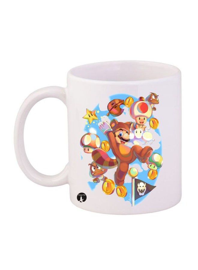 RKN Super Mario Printed Mug White/Brown/Blue 12ounce - Image 1