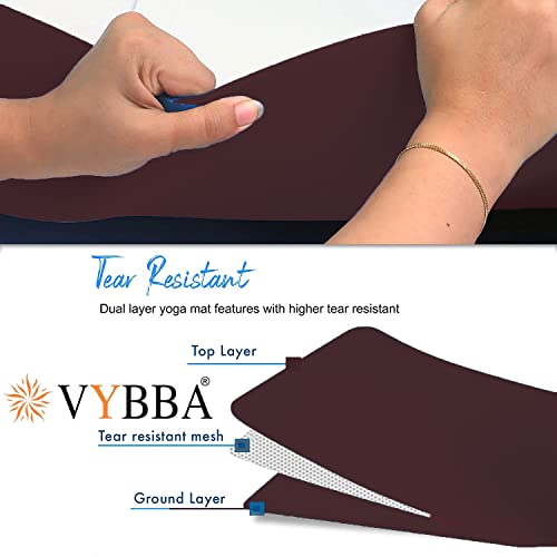 VYBBA 6 MM 100% EVA Yoga Mat with Bag Cover for Gym Workout and Yoga Exercise Odour free Anti-Slip Yoga Mat for Men & Women Fitness Wine - Image 5
