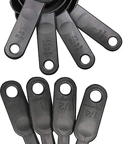 Kitchenwell Smart Plastic Measuring Spoon and Cup Set of 8-Piece - Kitchen Measuring Spoons - Black - (Pack of 1) - Image 3
