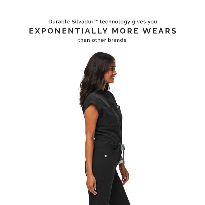 FIGS Women's Rafaela Cargo Jogger Scrubjumpsuit - Black M - Image 5