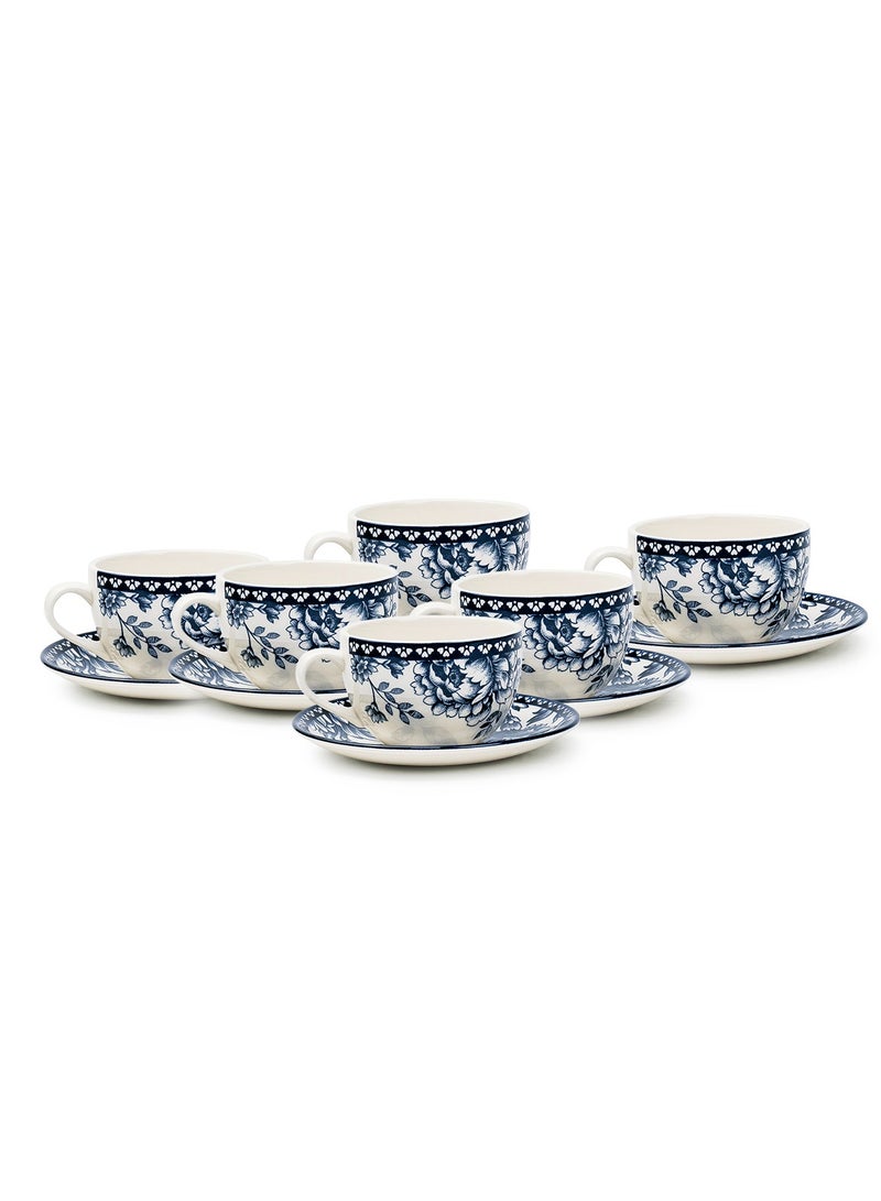 Claytan Rhapsody 240ml Dark Blue Ceramic Cup & Saucer Set (Set of 6) - Image 1