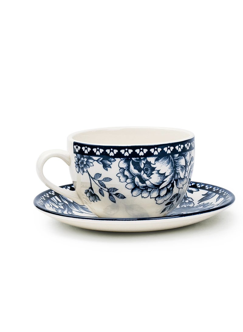 Claytan Rhapsody 240ml Dark Blue Ceramic Cup & Saucer Set (Set of 6) - Image 2