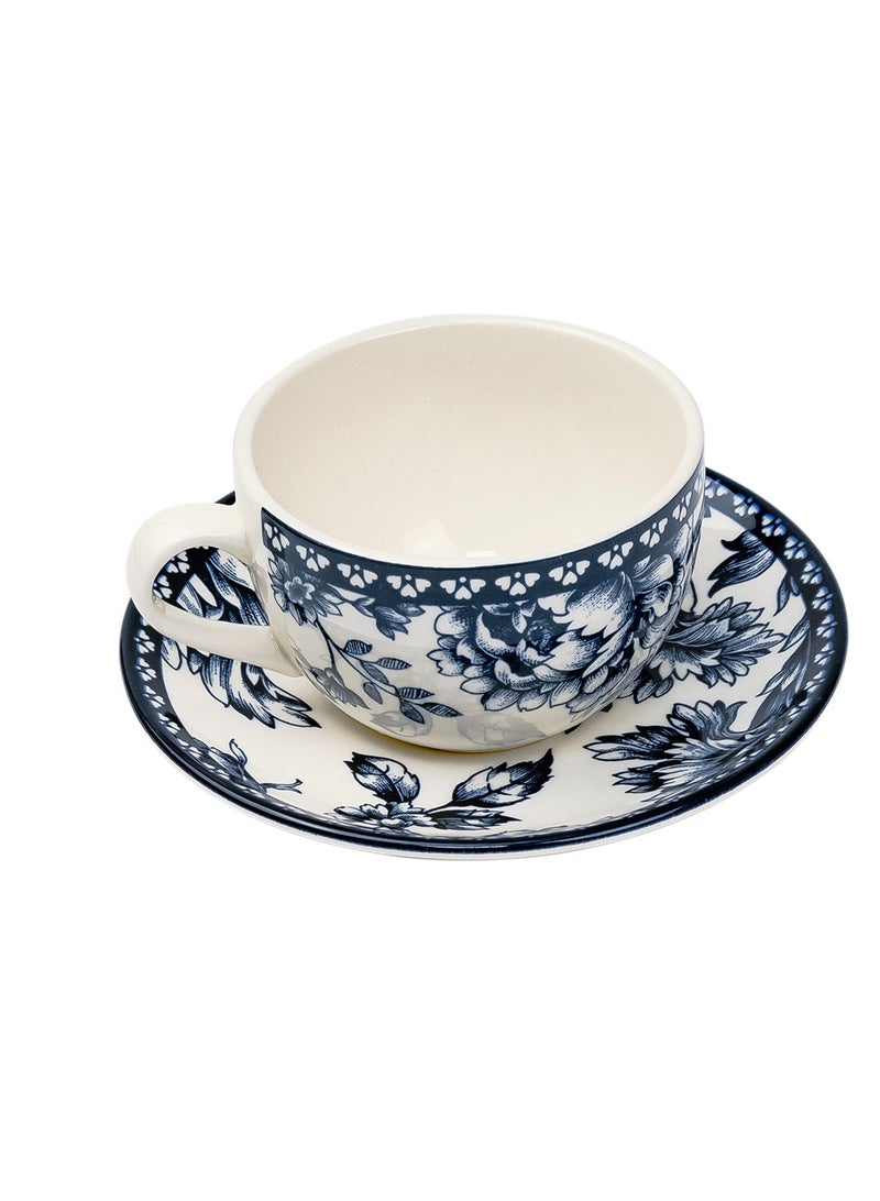 Claytan Rhapsody 240ml Dark Blue Ceramic Cup & Saucer Set (Set of 6) - Image 3