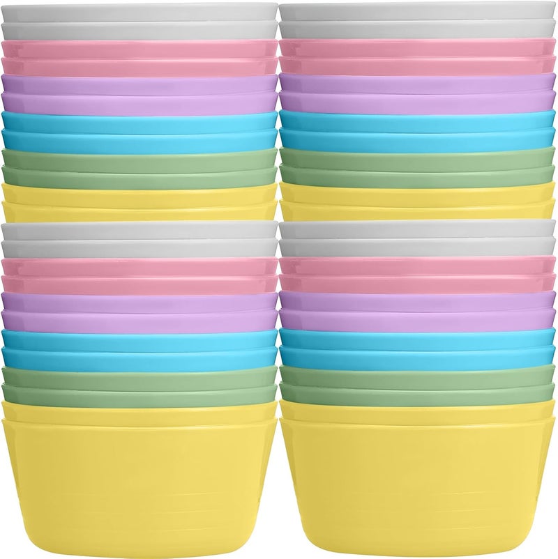 Foaincore Foaincore 24 Pcs Kids Plastic Bowls 10 oz Cereal Snack Microwave Dishwasher Safe Toddler Bowls Kids Colorful Snack Children Salad Dessert Soup Supplies 6 Macaron  - Image 1