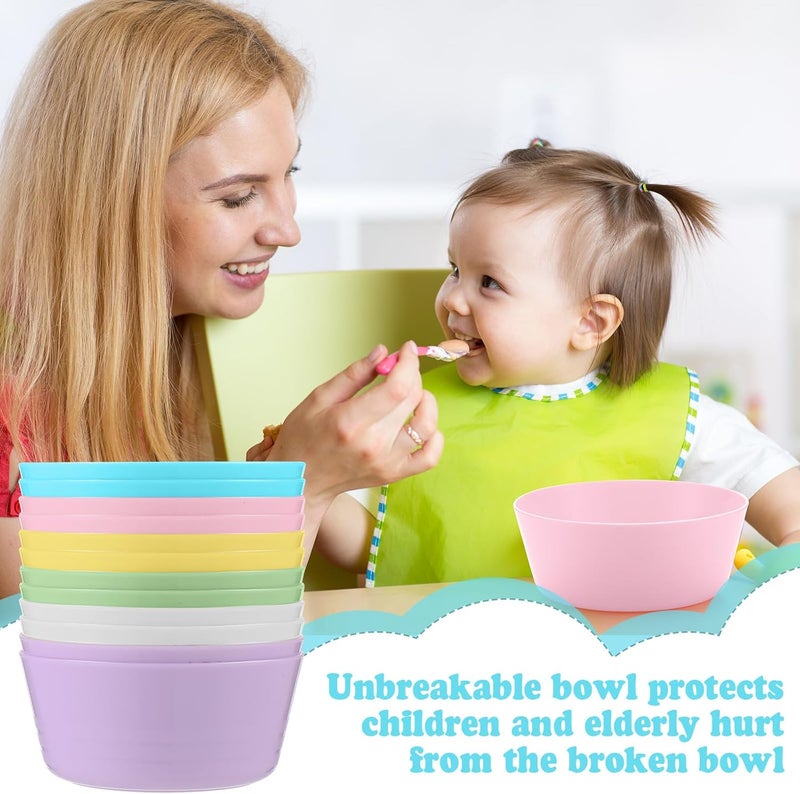 Foaincore Foaincore 24 Pcs Kids Plastic Bowls 10 oz Cereal Snack Microwave Dishwasher Safe Toddler Bowls Kids Colorful Snack Children Salad Dessert Soup Supplies 6 Macaron  - Image 4