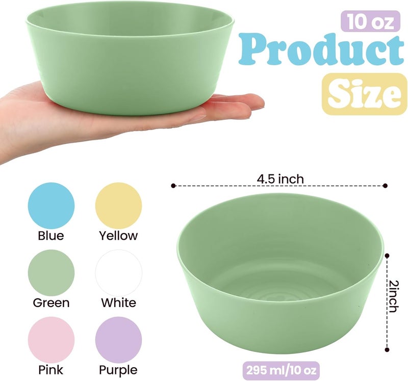 Foaincore Foaincore 24 Pcs Kids Plastic Bowls 10 oz Cereal Snack Microwave Dishwasher Safe Toddler Bowls Kids Colorful Snack Children Salad Dessert Soup Supplies 6 Macaron  - Image 2