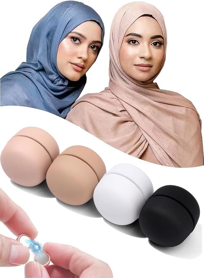 4PCS Strong Magnetic Hijab Pins, Multi-Use Pinless Hijab Pin, Colorful Magnet Pins Scarf No-Snag Brooch Clasp - Image 1