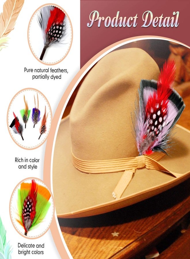 Geosar 36 Pieces Hat Feathers Halloween Colorful Large Hat Band Real Feathers Pack Xmas Pin Decor for DIY Christmas Decorations Men Women Kids Cowboy Western Party Accessories - Image 4