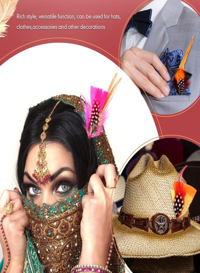 Geosar 36 Pieces Hat Feathers Halloween Colorful Large Hat Band Real Feathers Pack Xmas Pin Decor for DIY Christmas Decorations Men Women Kids Cowboy Western Party Accessories - Image 5