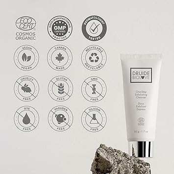 Druide Biolove Organic Exfoliating Face Cleanser Activated Charcoal Fine Bamboo Stem Particles Gently Scrub Lift Impurities Unclog Refine Pores for Sensitive Skin 50g - Image 3