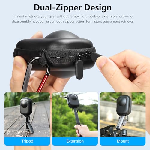 AMAZEAR Carrying Case for DJI OSMO 360 Accessories with Lens Cap, Portable Compact Storage Bag with Wrist Strap PU Leather OSMO360 Protective Case - Image 3