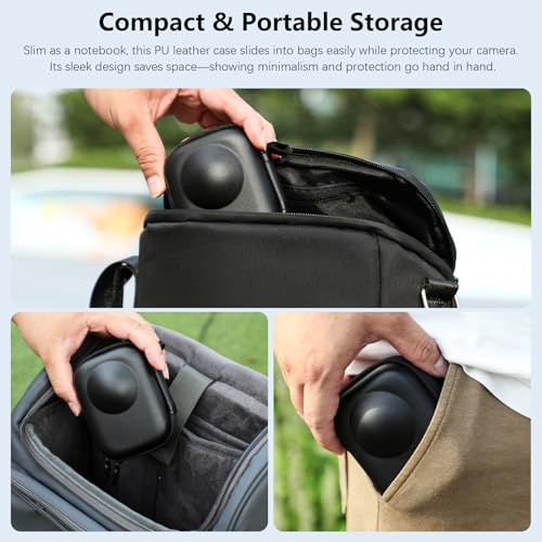 AMAZEAR Carrying Case for DJI OSMO 360 Accessories with Lens Cap, Portable Compact Storage Bag with Wrist Strap PU Leather OSMO360 Protective Case - Image 5