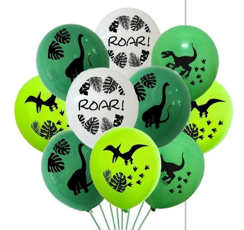HK balloons Rubber Pack Of 30 Dinosaur Forest Jungle Themed Birthday Decoration Printed Balloons For Kids Birthday Baby Shower Party Jungle Item Printed Balloons, Multicolor - Image 2