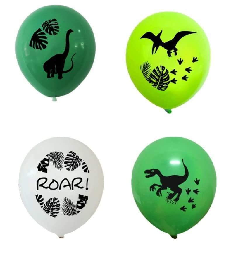 HK balloons Rubber Pack Of 30 Dinosaur Forest Jungle Themed Birthday Decoration Printed Balloons For Kids Birthday Baby Shower Party Jungle Item Printed Balloons, Multicolor - Image 3