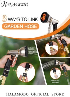 HALAMODO Garden Hose Nozzle Heavy Duty with 9 Spray Patterns Durable Spray Nozzles for Garden Hose & Water Plants & Dog Wash -High-Pressure Water Hose Nozzle, Easy-to-Use Nozzles for Water Hoses  - Image 5
