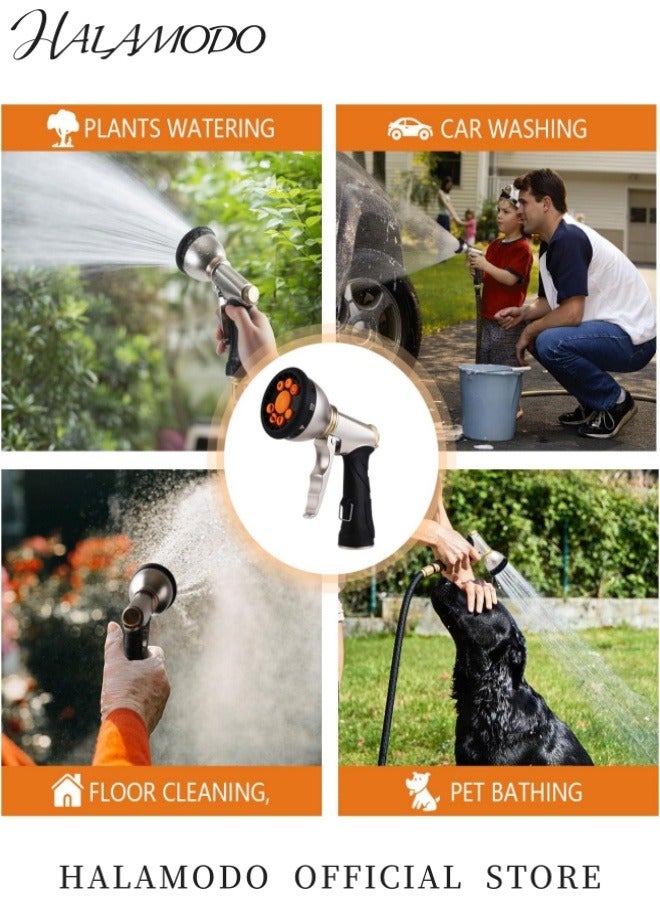 Garden Hose Nozzle Heavy Duty with 9 Spray Patterns Durable Spray Nozzles for Garden Hose & Water Plants & Dog Wash -High-Pressure Water Hose Nozzle, Easy-to-Use Nozzles for Water Hoses